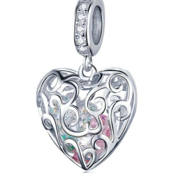 Solid 925 Sterling Silver Heart Charm - Picture 5 of 5